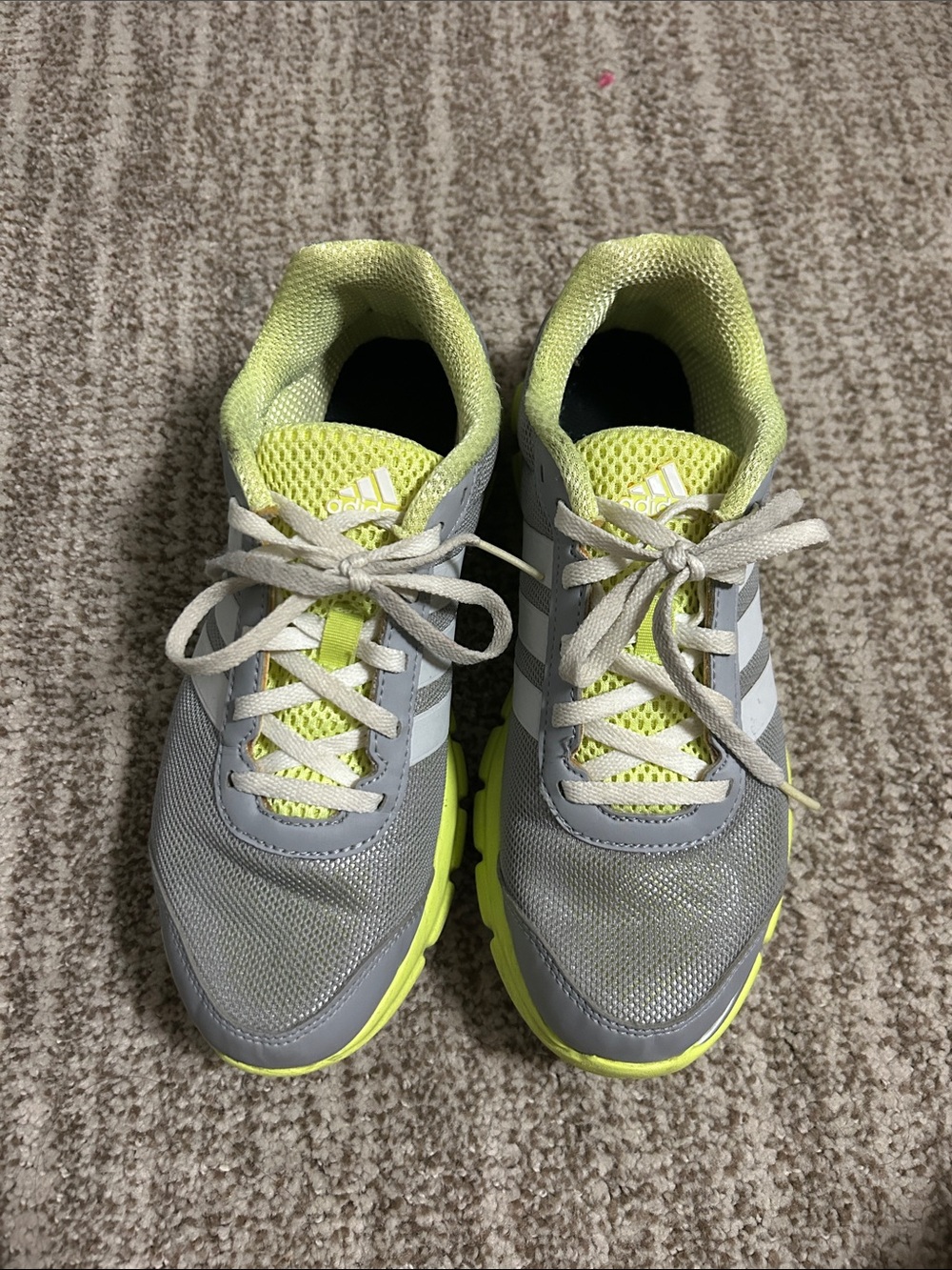 adidas Gray and Neon Yellow Athletic Sneakers